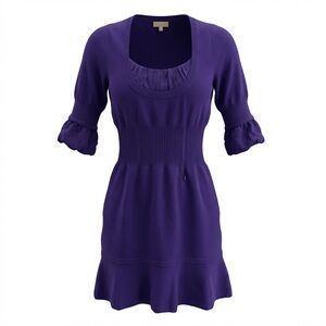 Karen Millen Vibrant Purple Knit Mini Dress Size 2 Designer Cocktail Feminine